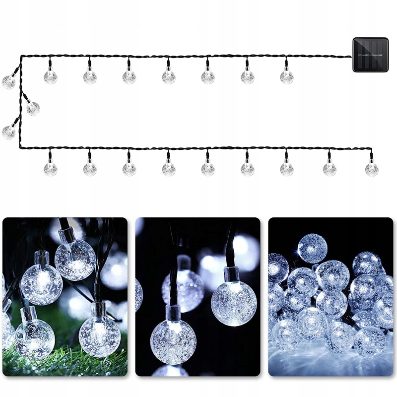 GIRLANDA LAMPKI OGRODOWE SOLARNE 300 LED KULKI 32M Rodzaj gwintu zintegrowane źródło LED