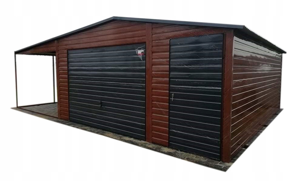 GARAŻE BLASZANE Z WIATĄ BLASZAKI DWUSPADOWE 5x6m