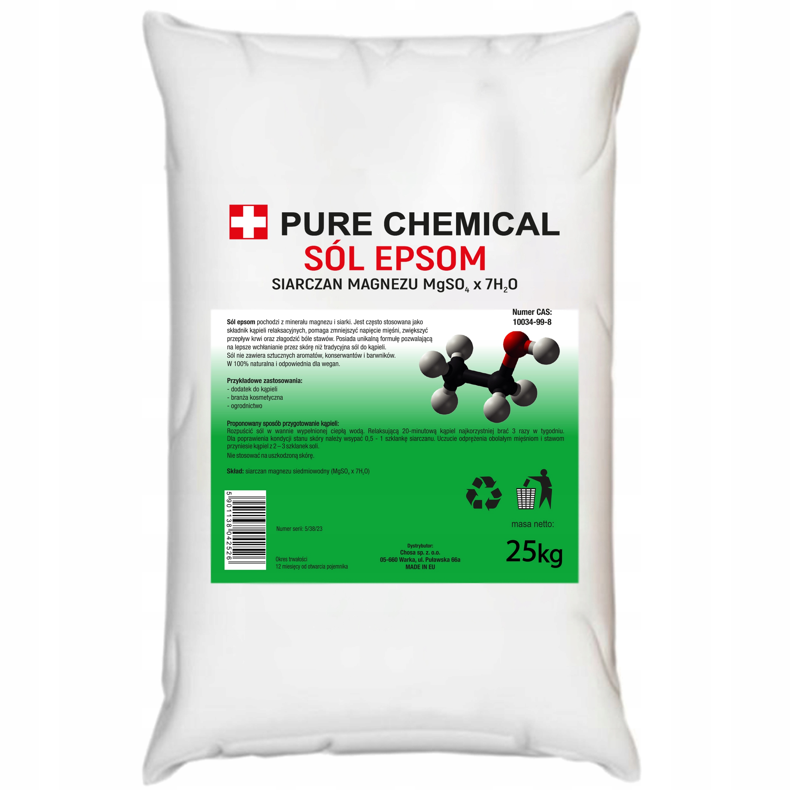 Sůl Epsom Do Koupele Síran Hořečnatý Hořká 25 kg