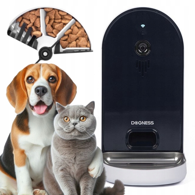 Levně Dávkovač Podavač Krmiva Automatický Hd pro psa kočku aplikace Dogness 6 l