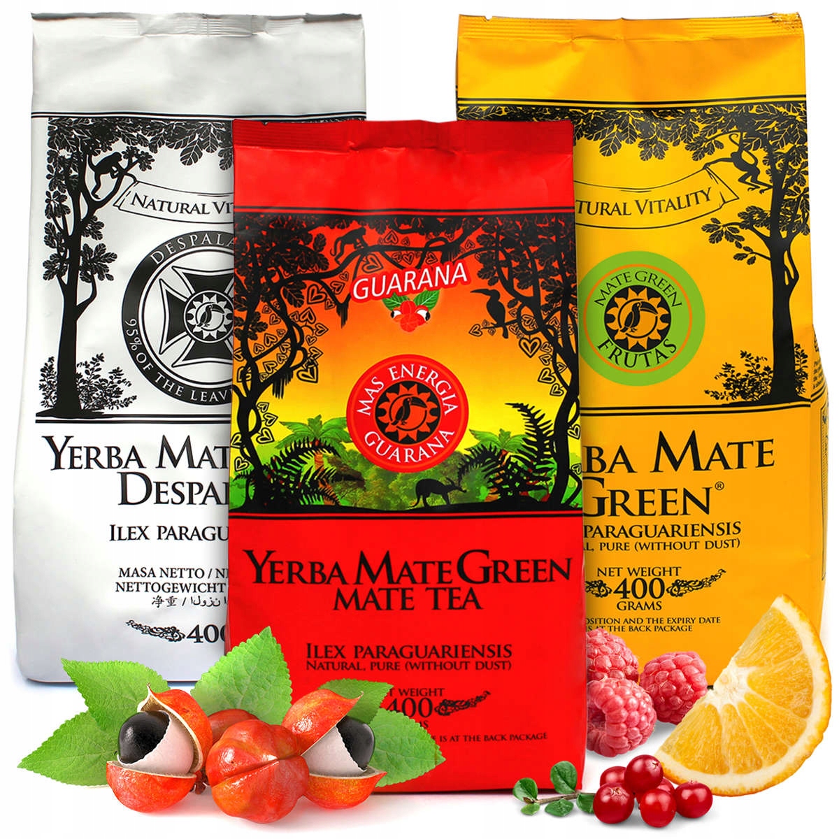 Sada Yerba Mate Green Ovocné Frutas Guarana Despalada 3x400g 1,2 Kg