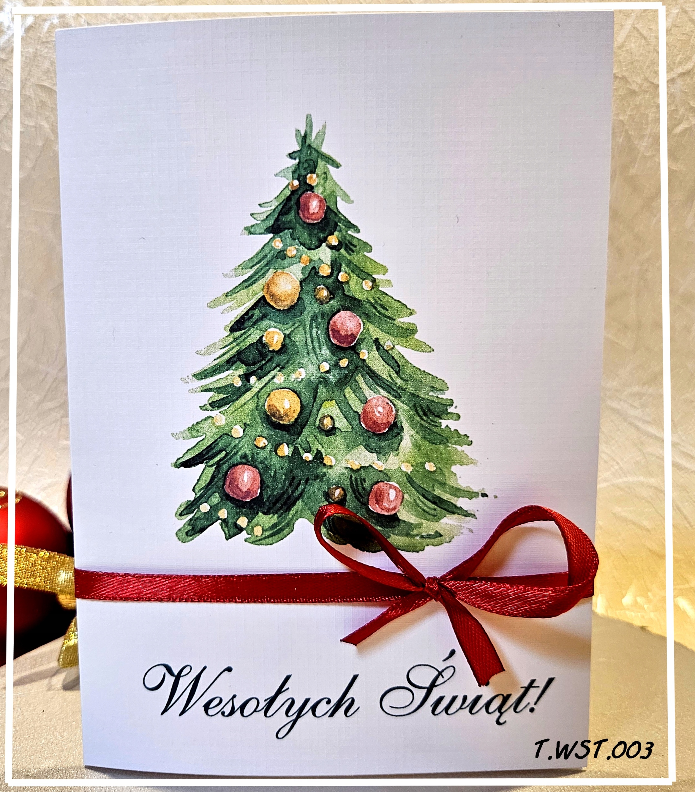 NOWOŚĆ FIRMOWE BIZNESOWE KARTKI ŚWIĄTECZNE Boże Narodzenie z LOGO WSTĄŻKA Szerokość produktu 21 cm