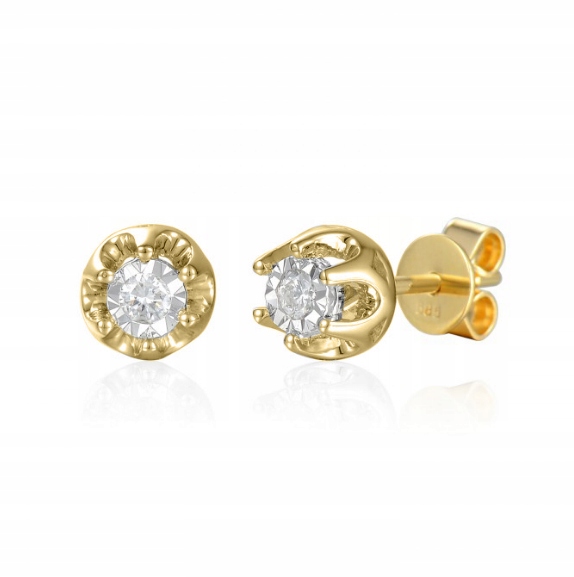 

Złote 585 Kolczyki Z Brylantami 0,08ct Sztyft