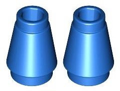 

Lego Stożek 1x1 Niebieski (4589/59900/4529235) x2