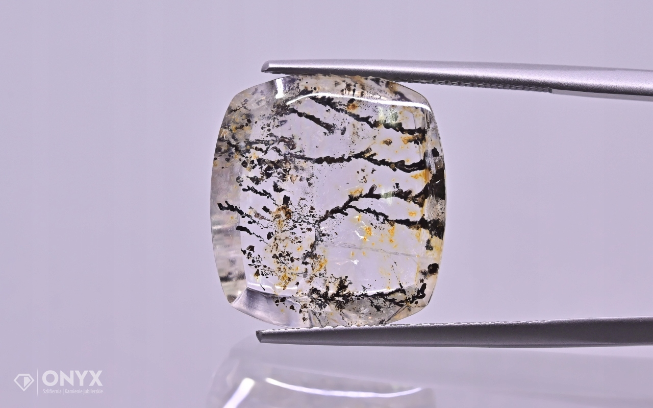 Křemen dendrit konvexní dlaždice cushion 17x15,5 mm