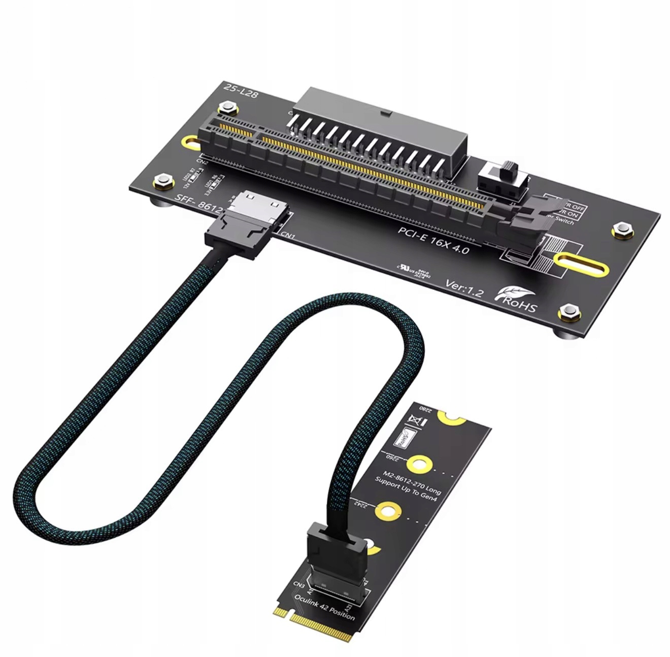 Karta adaptéru Riser Oculink SFF-8612 M.2 Pci-e x16 4.0 Rtx 5060 kabel
