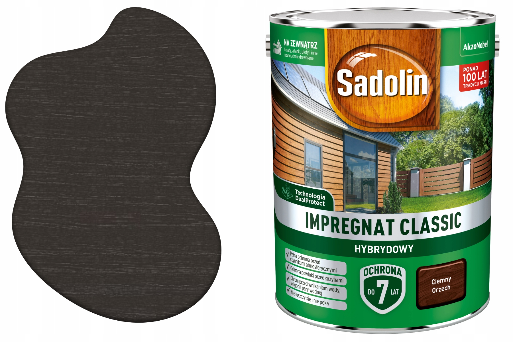 Sadolin Impregnat Ciemny Orzech 4,5L do drewna Hybrydowy Dekorac Classic