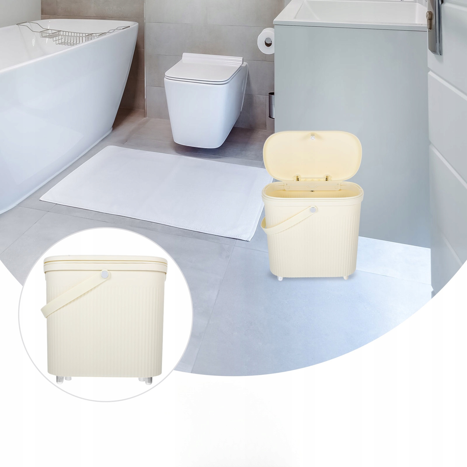 WĄSKI KOSZ NA ŚMIECI Z POKRYWĄ ŁAZIENKOWY KOSZ NA ŚMIECI Kolor biały