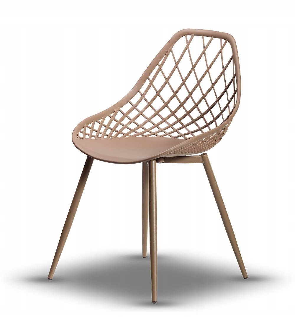 MODNE BEŻOWE AŻUROWE KRZESŁO CHICO JADALNIA SALON Szerokość siedziska 44 cm