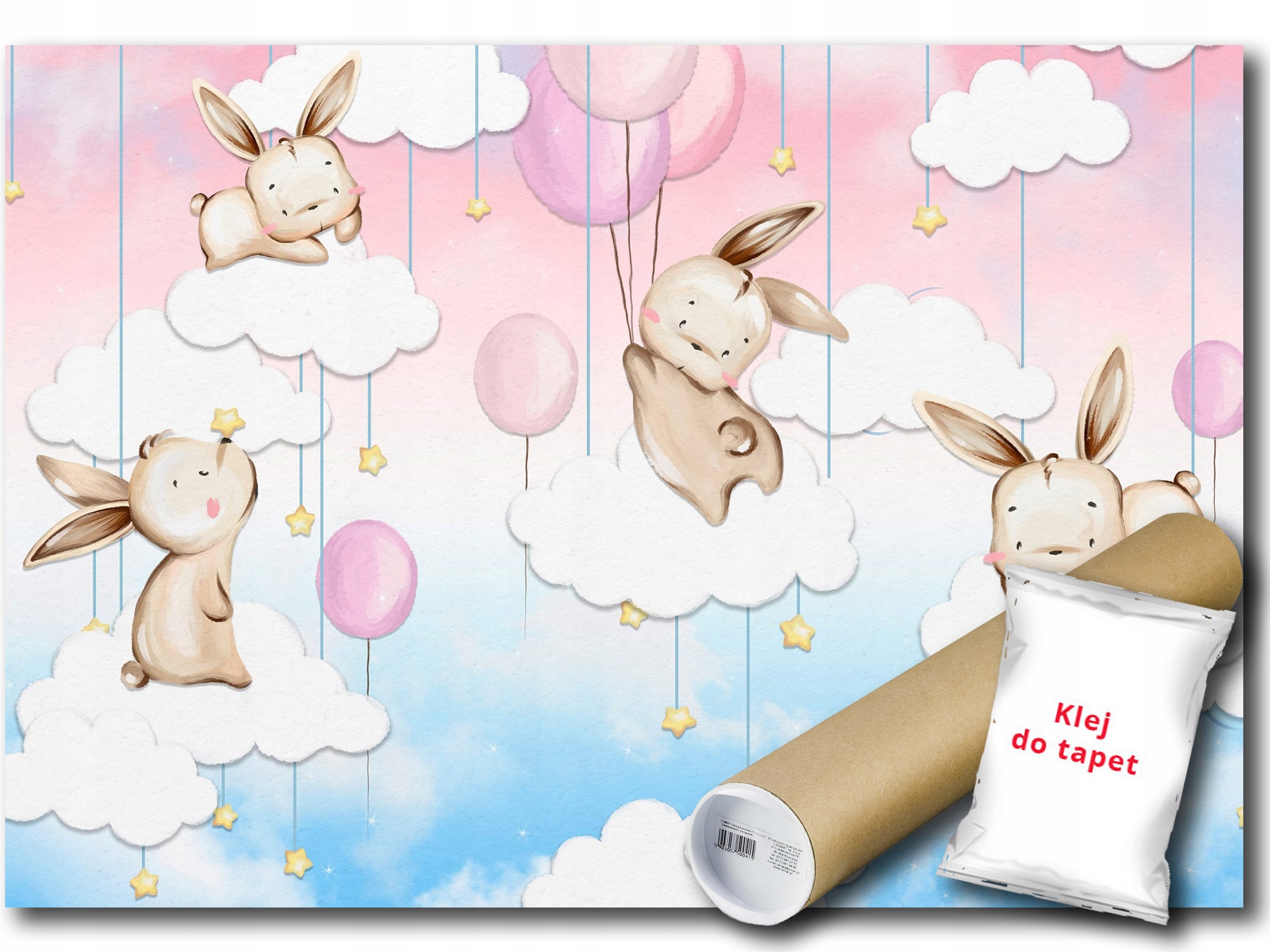 Vinylová Fototapeta Zajačiky Králičky Obloha Mraky Hviezdy 416x254