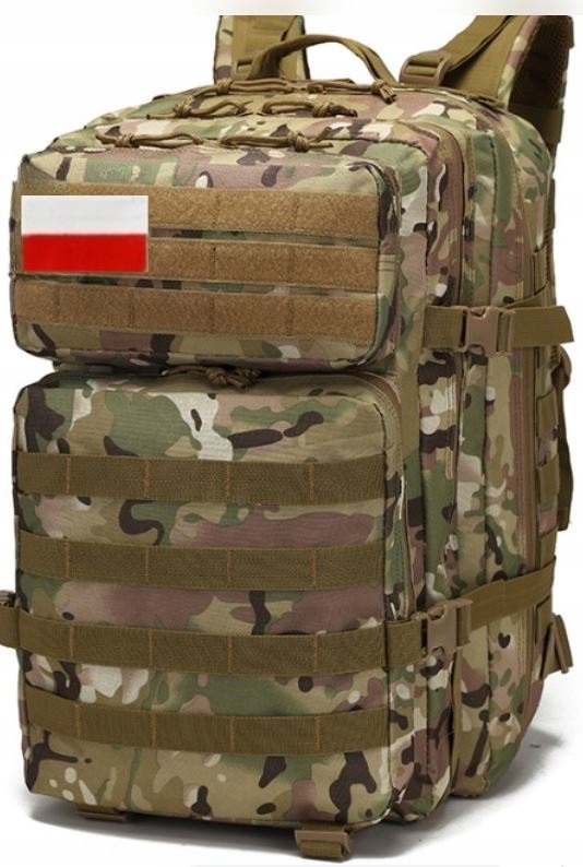 Velký Batoh Prostorný Turistický Taktický Vojenský Batoh 45 L Vlajka
