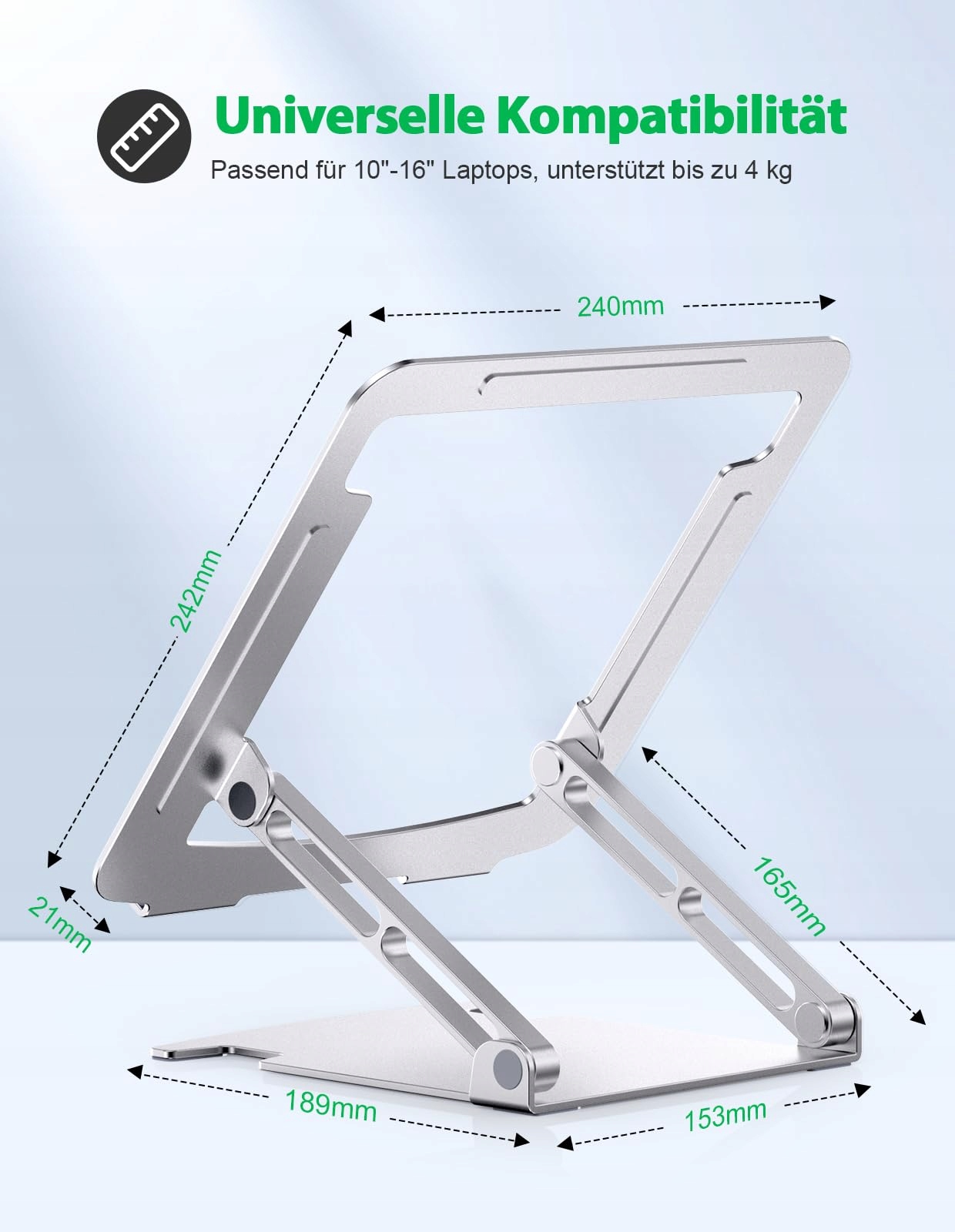 GLANGEH ALUMINIOWY STOJAK NA LAPTOPA ERGONOMICZNY REGULOWANY 10-16 CALI — miniatura 5