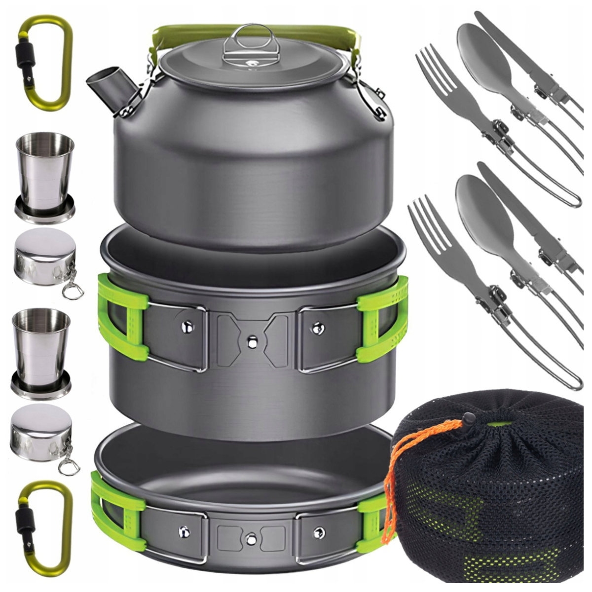 Naczynia Turystyczne Kempingowe Składane Zestaw Garnków Menażka Dla 2os.