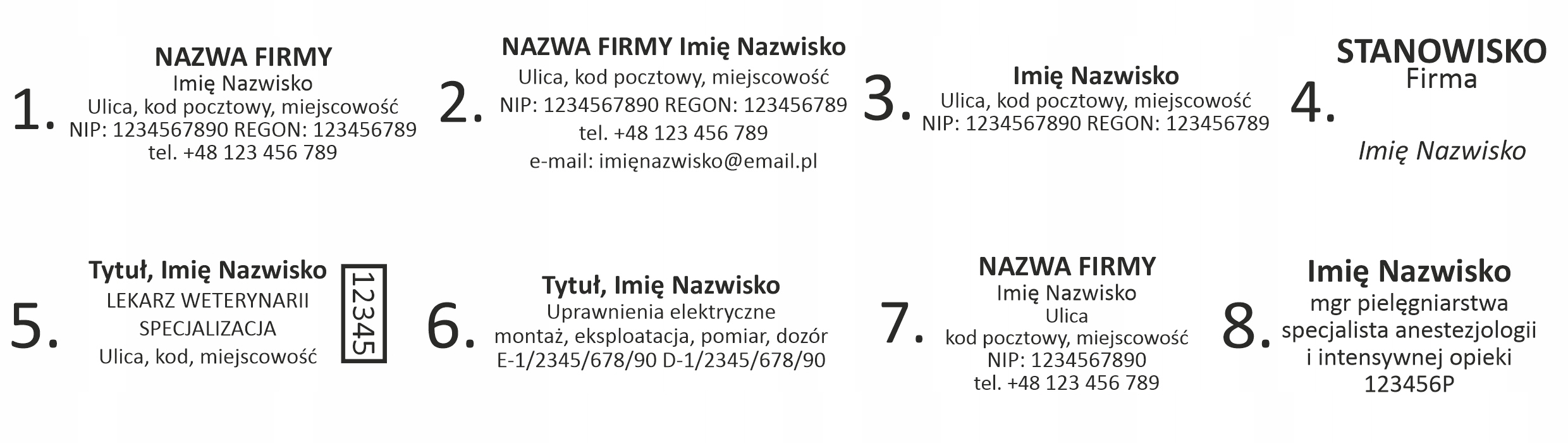 Wagraf B3s Pieczątka do 6 wersów LEKARSKA IMIENNA BIUROWA FIRMOWA - kolory Liczba wersów 3-4 wersy 5-6 wersów