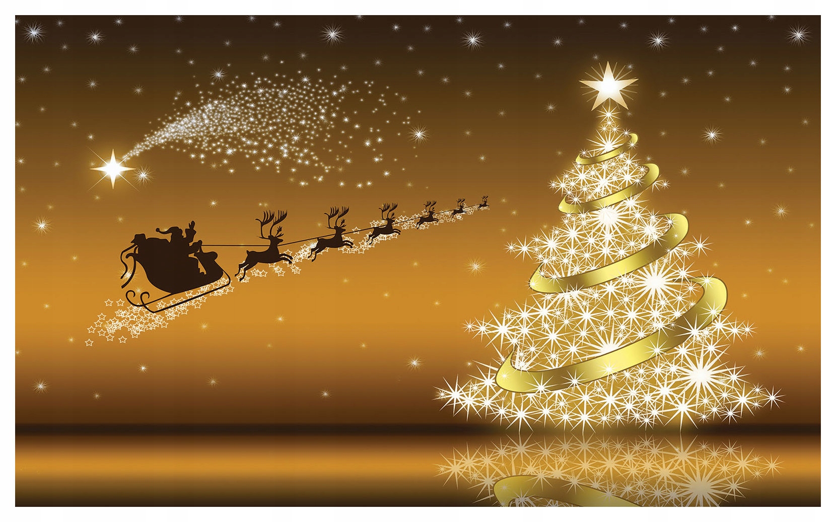 Fototapeta Zlatý vianočný stromček Mikuláš Hviezdy vinylová 254x184 lepidlo