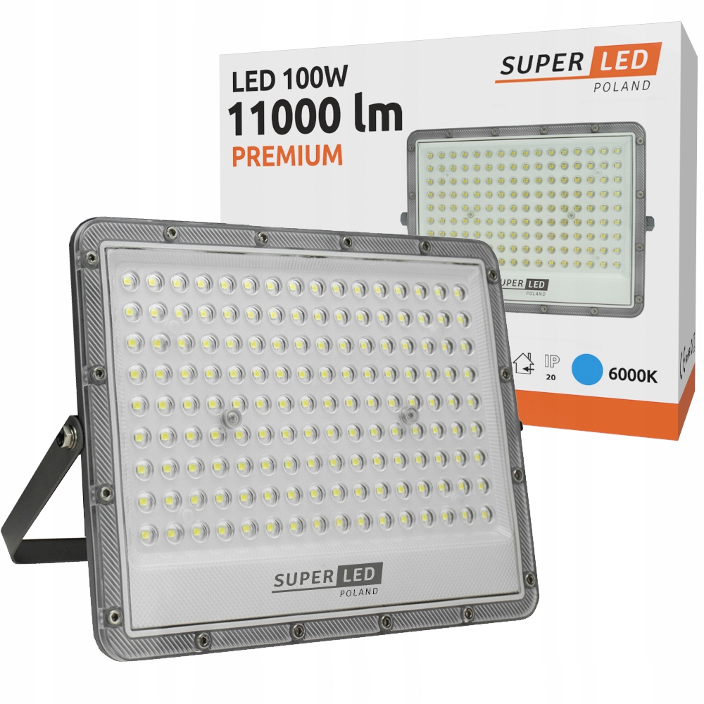 Naświetlacz LED Halogen Lampa Slim LED 100W 11000lm PREMIUM SuperLED