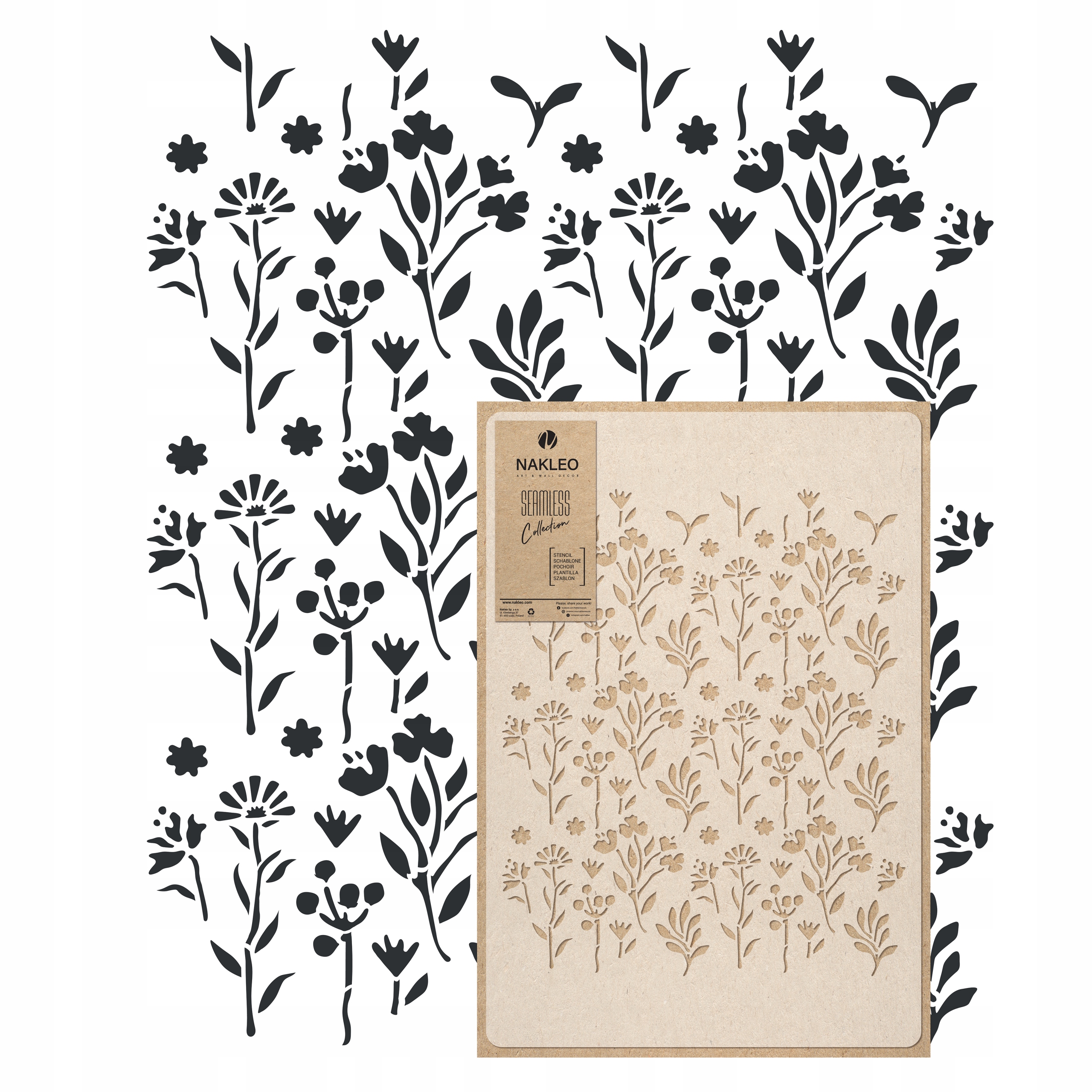 Opakovatelná malířská šablona Opakovaně Použitelný 59x95 cm Tapeta Květiny Polní Louka