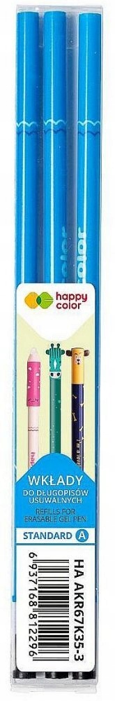 Wkład wymazywalny NIEBIESKI HAPPY COLOR Standard A 0.5mm 3 sztuki x 5 opak Liczba sztuk w ofercie 15 szt.