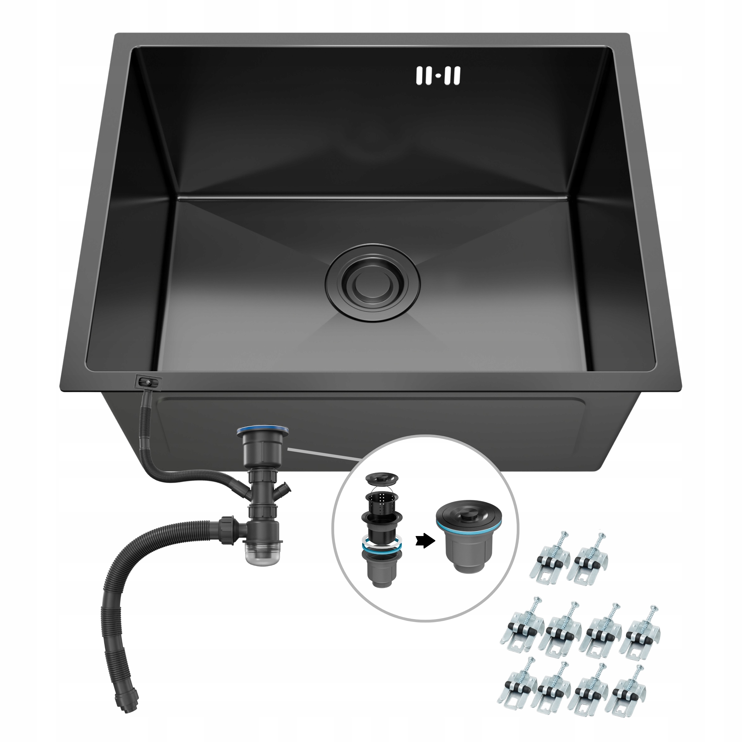 Jednokomorový kuchynský drez Nano Black 47x45 cm