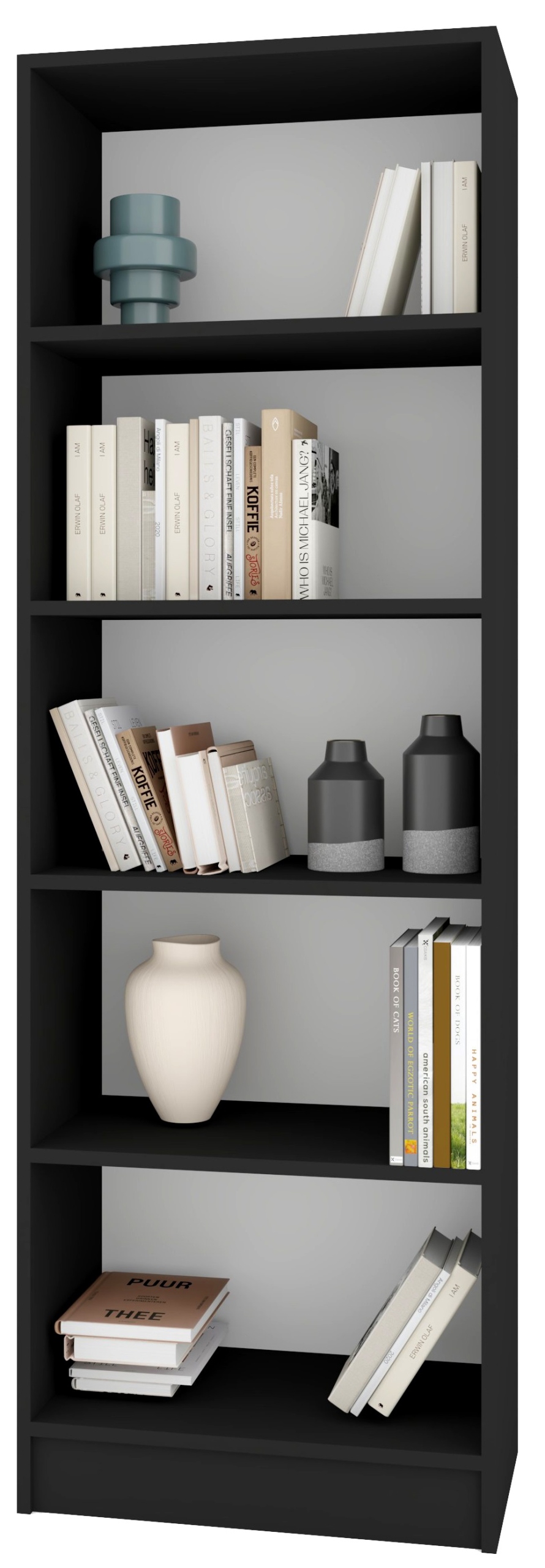 Regál na knihy s policemi Černý 80 cm 5 Polic Pořadače Kancelář