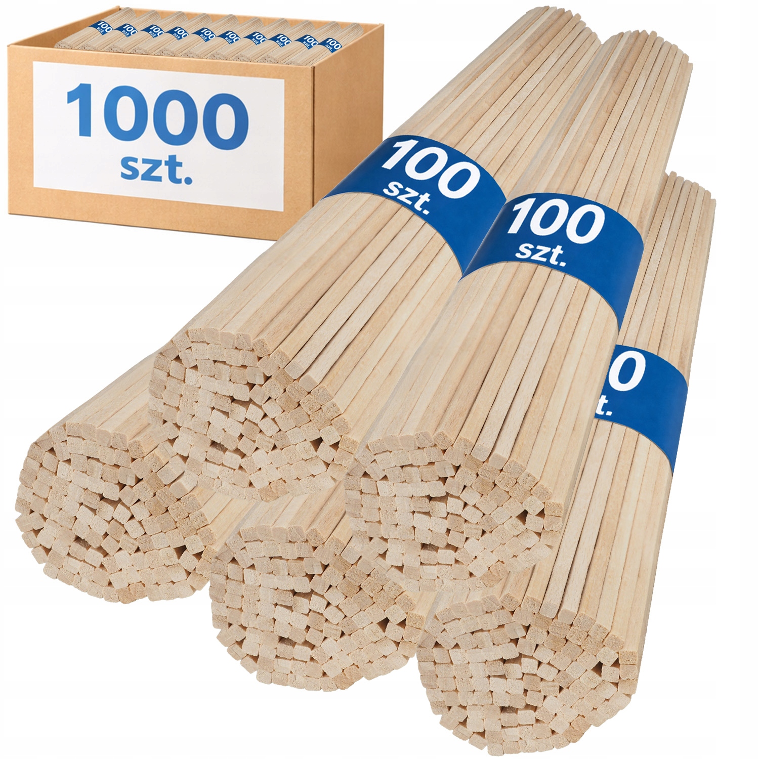 Patyczki Szorstkie do Waty Cukrowej Patyki Bukowe Kwadratowe 40 cm 1000 szt
