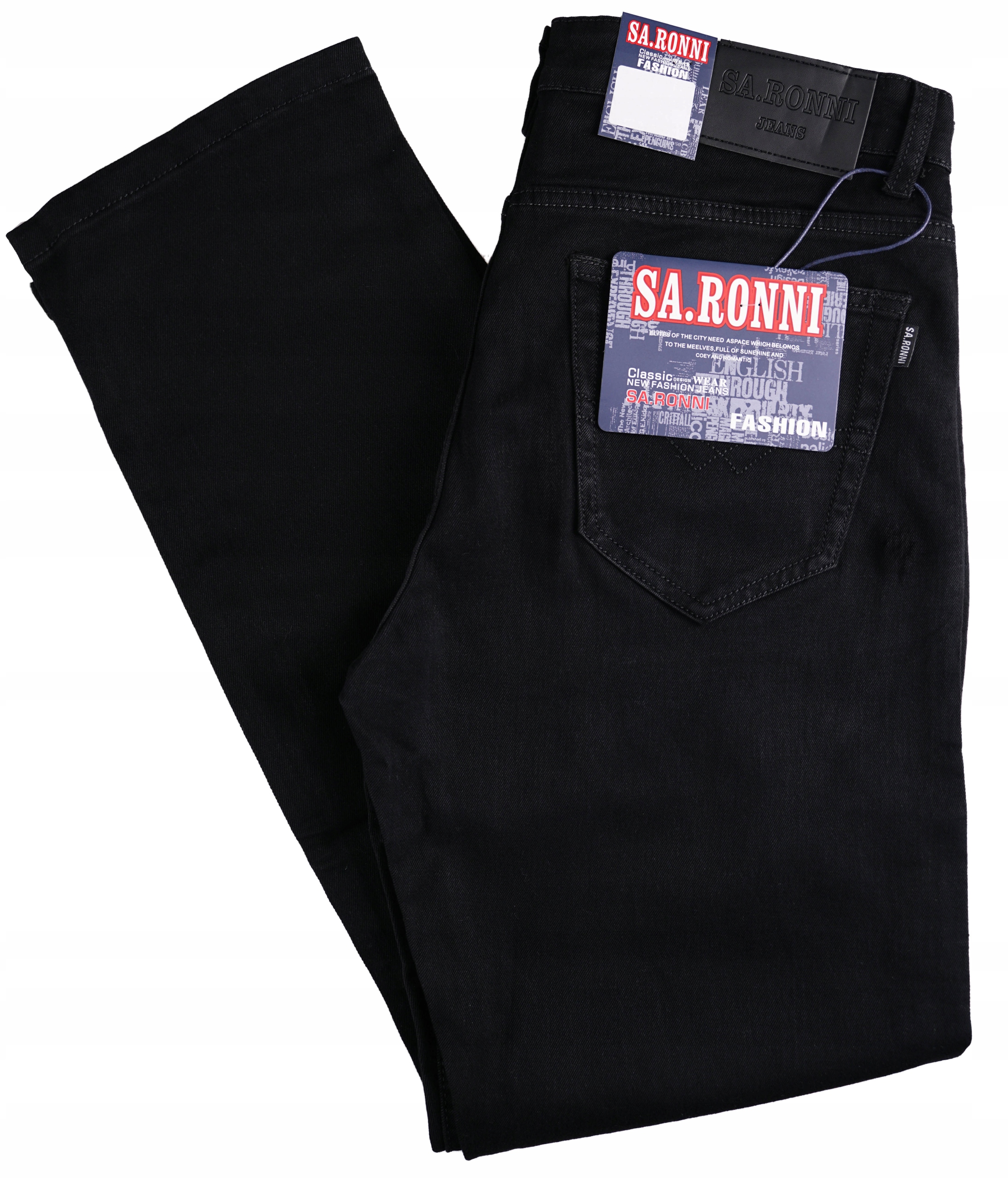 Spodnie Męskie Czarne Jeansowe Bawełniane Dżinsy Klasyczne Strech W33 L34