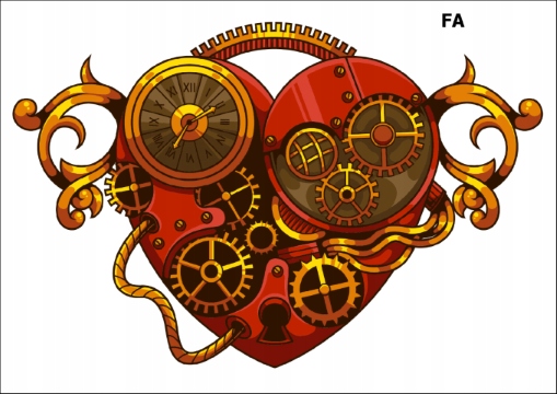 

PK16FA Duży Tatuaż zmywalny Serce steampunk Kłódka