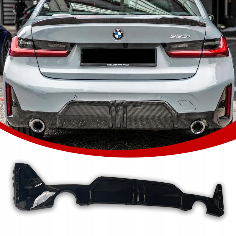 Zadní Difuzér Krytu Nárazníku Bmw G20 G21 Polift 320I 330I Černý Lesk