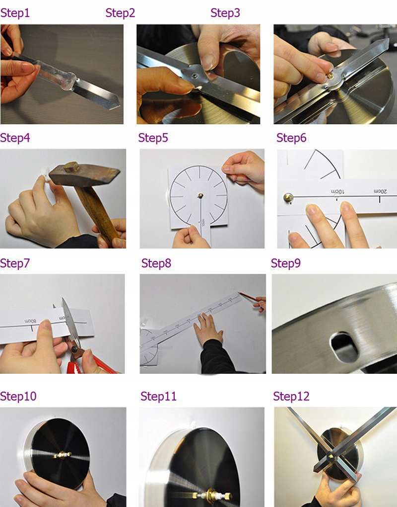 ZEGAR ŚCIENNY DIY CZARNY DUŻY NAKLEJANY NA ŚCIANĘ 3D CICHY LUSTRZANY 65-120 EAN (GTIN) 5905454690072