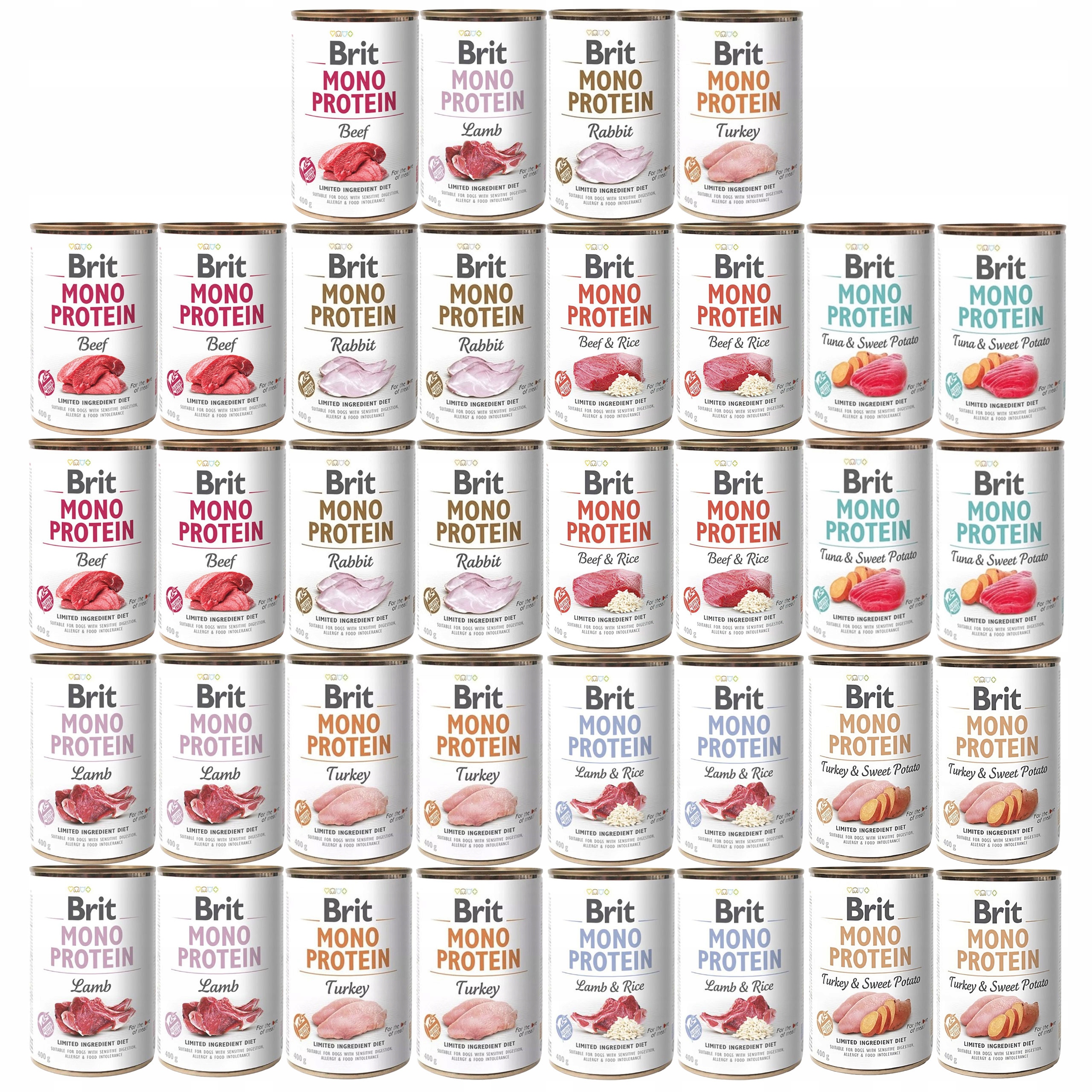 Levně Krmivo pro psy Brit Mono Protein mix chutí 36 x 400 g, monoproteinové