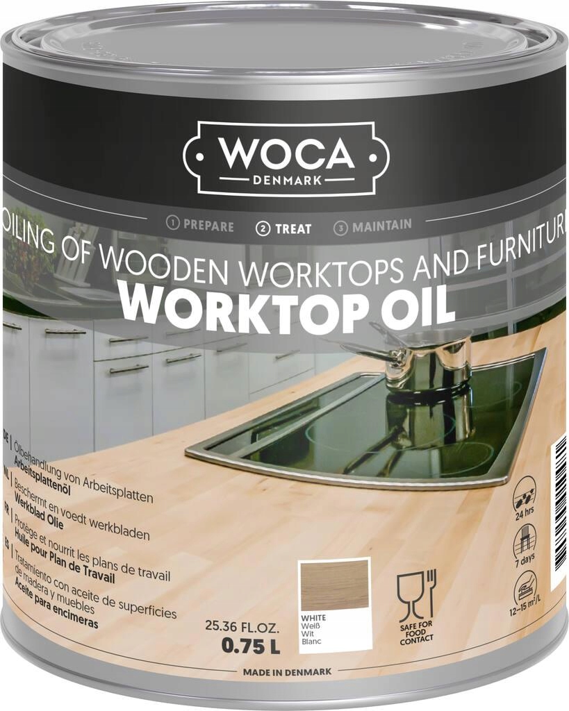 Woca Worktop Oil White 0,75L olej na desky a nábytek