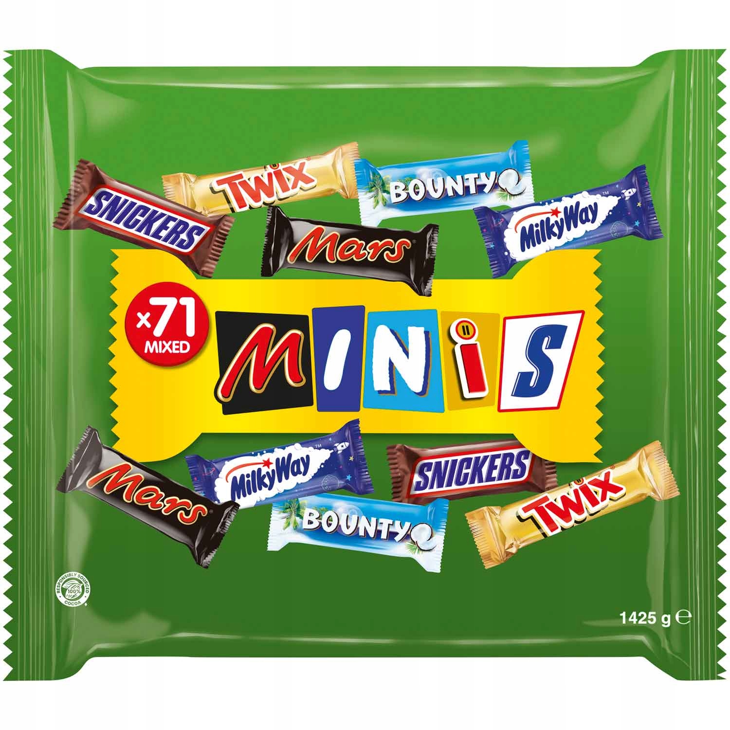Levně Mars Minis Mini Tyčinky Mix Chutí Snickers Twix Bounty XXL 71 Ks 1425g