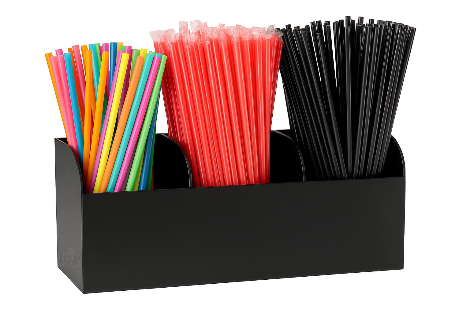 Organizer, dyspenser, podajnik na słomki słomkołyżeczki mieszadełka– czarny