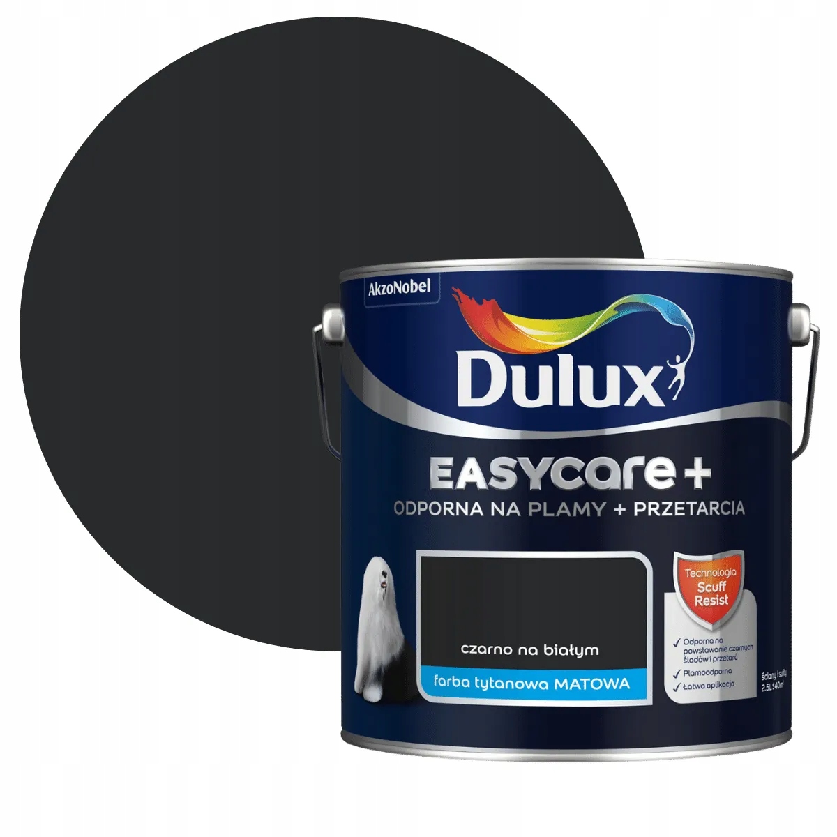 Dulux EasyCare Plus Farba Odporna Na Szorowanie Czarno na Białym 2,5L
