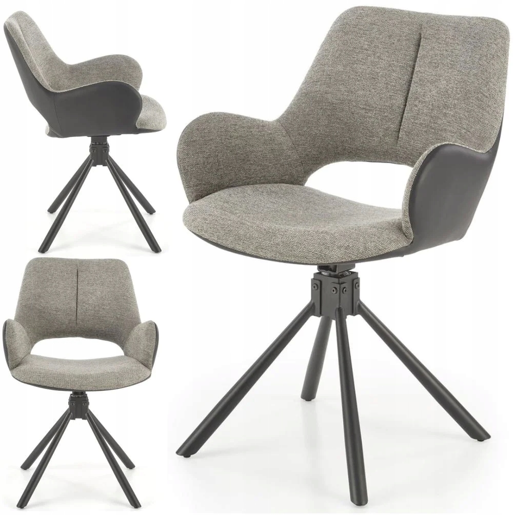 Krzesło K494 szary czarny Fotel funkcja obracania