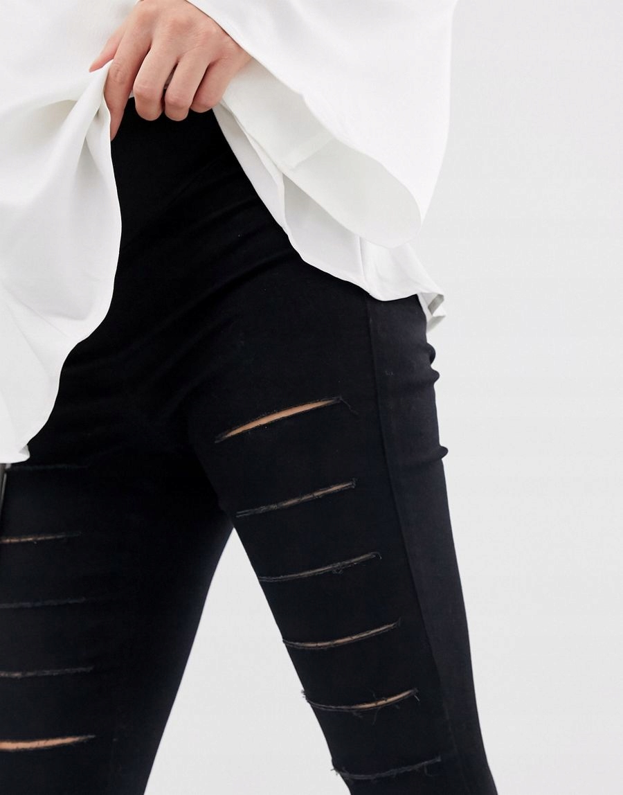 SPODNIE JEANSOWE DAMSKIE CZARNE RURKI 40 L 1AAR Rozmiar 40