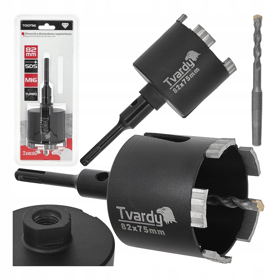 Korunkový Vrták Diamantová segmentová 82 mm turbo pro Betonu železobeton Sds Plus M16