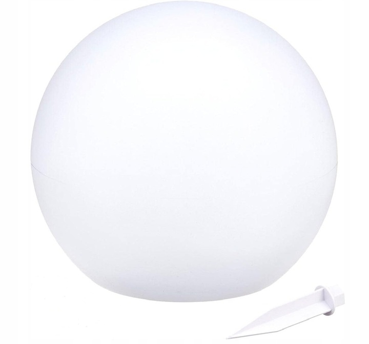 Lampa Ogrodowa Kula Do Ogrodu Led Biała Wbijana Solarna 40cm IP65 Neutraln