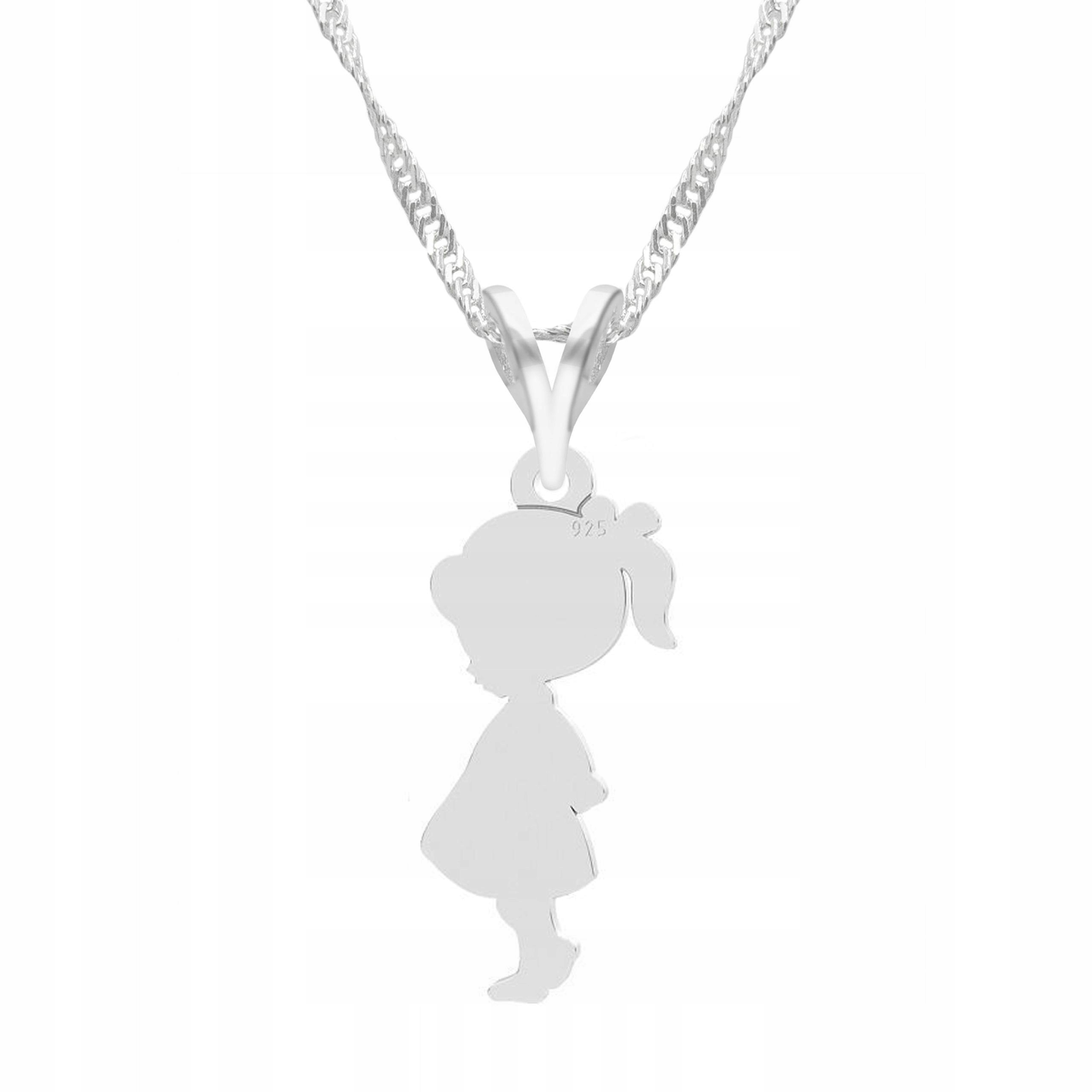 Stříbrný náhrdelník Plech s dívkou Dcera Žena Dívka Stříbro 925