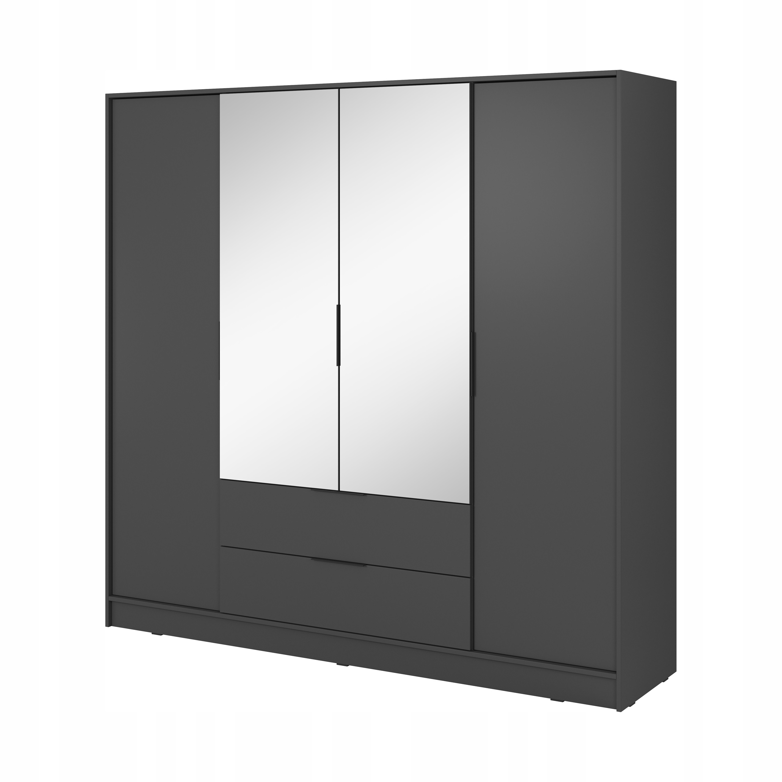 Skříň Čtyřdveřová Caterina 206 cm Skříň se zrcadlem Výklopné dveře Grafit