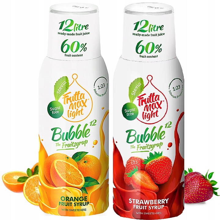 Zestaw 2 syropów do saturatora Soda FruttaMax Pomarańcza i Truskawka