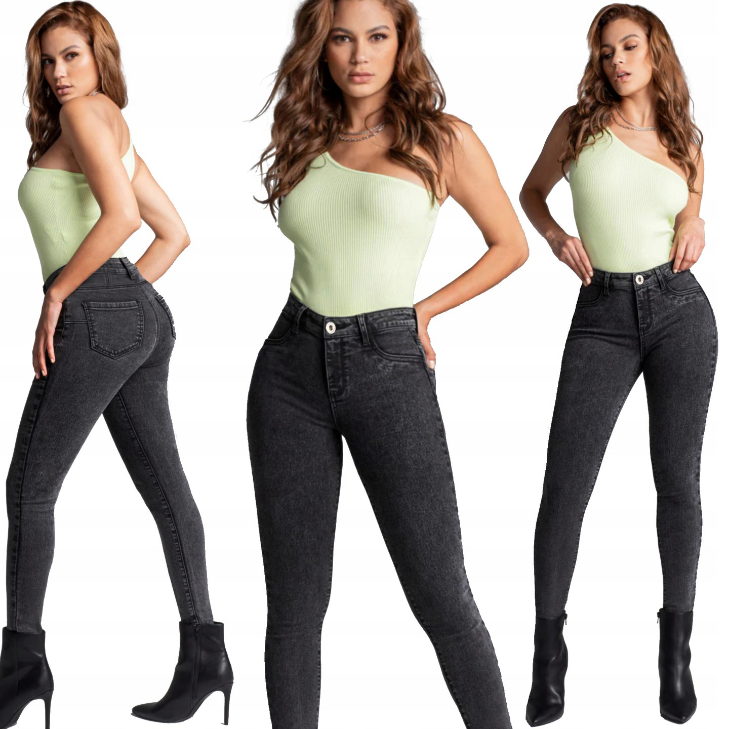 Spodnie Jeansy Wysoki Stan Jeansowe Plus Size