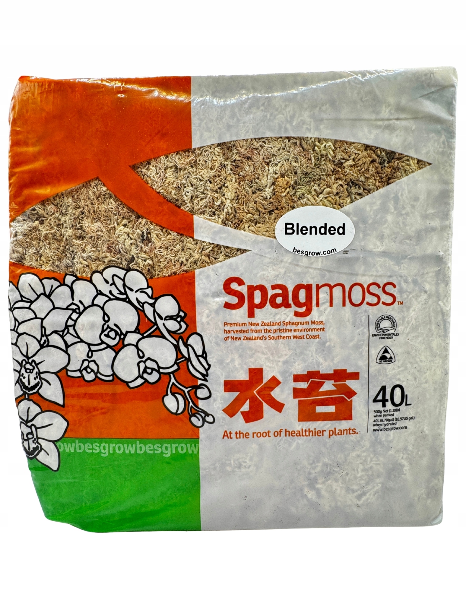 Mech Blended Sphagnum Přírodní Besgrow Sphagmoss 500g 40l Novozélandský