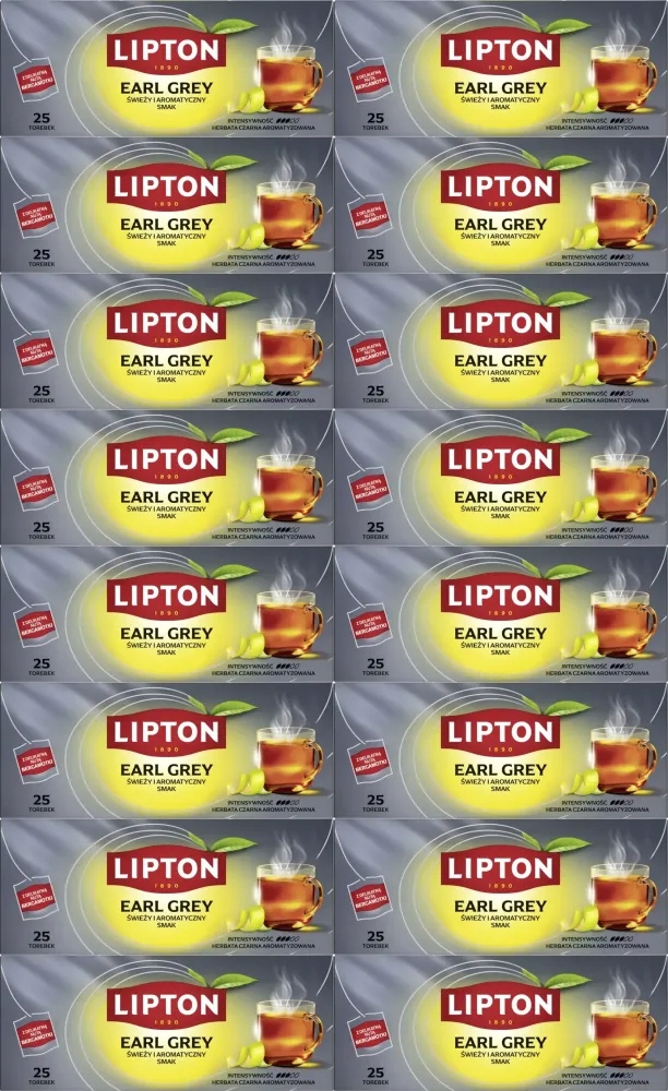 Herbata czarna ekspresowa Lipton Earl Grey 25 torebek 37,5g x16