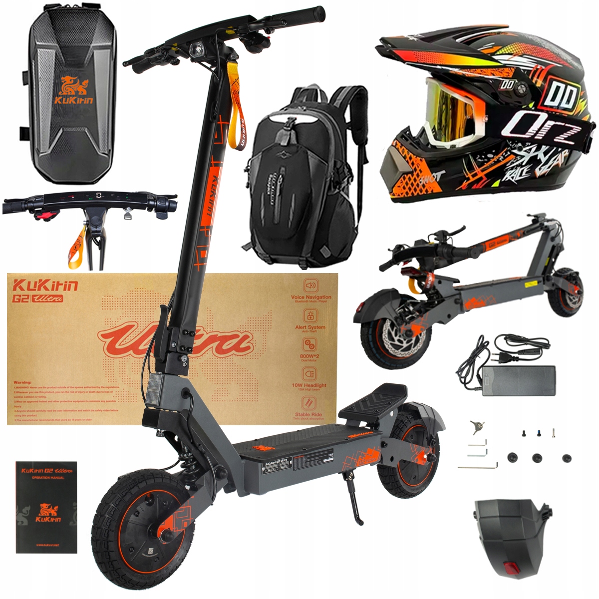 Kukirin G2 Ultra elektrické vozidlo 2000W 55km/h 55KM 48V18Ah 10" dárky