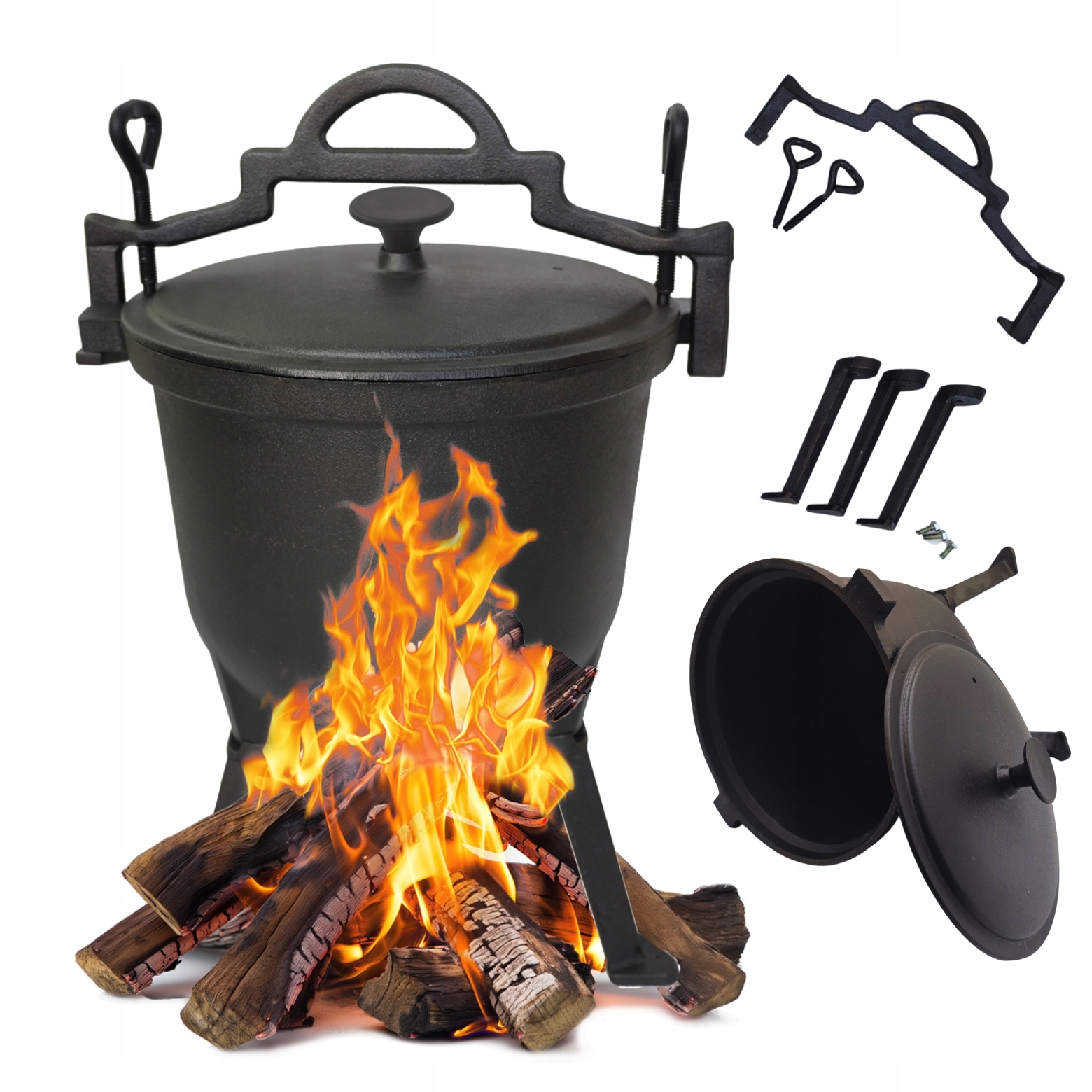 Kociołek Żeliwny Garnek myśliwski węgierski pieczonki 10L na Grill Ognisko