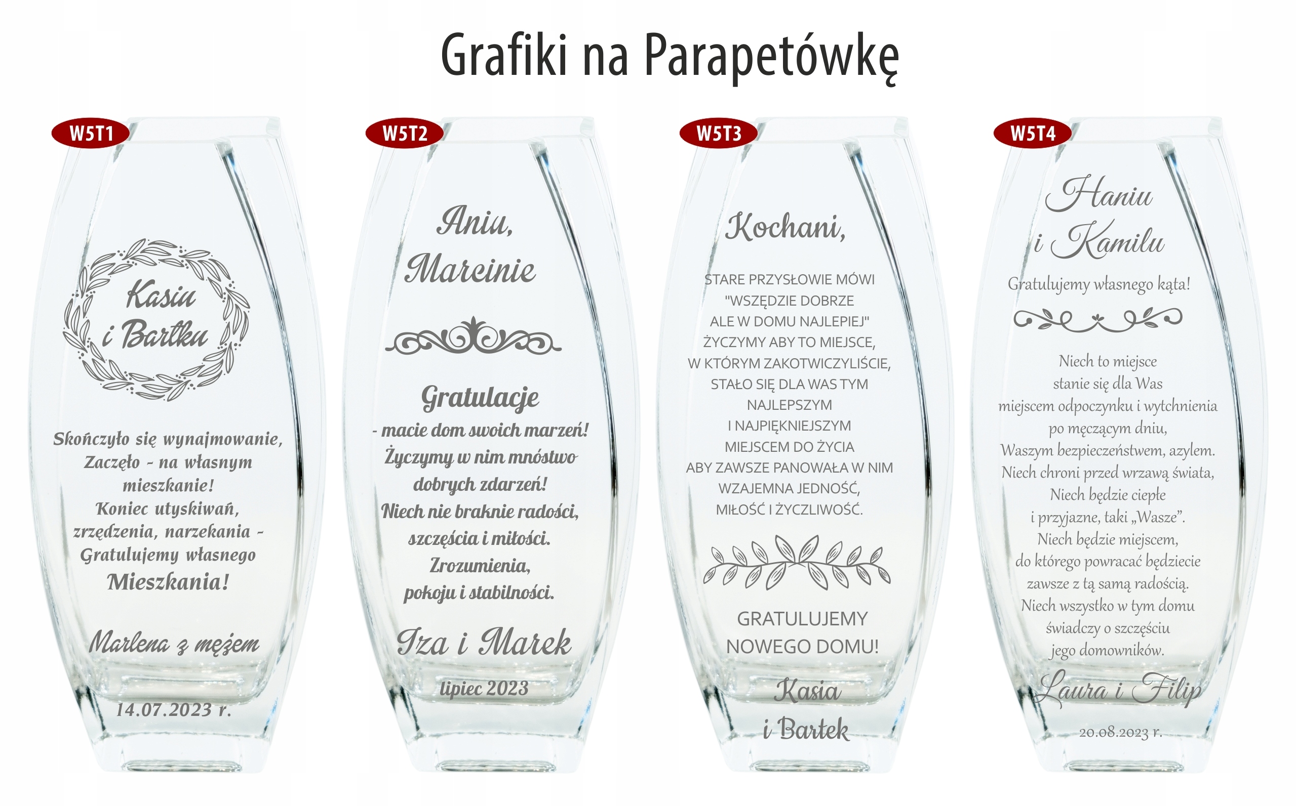 Wazon z GRAWEREM 32cm URODZINY JUBILEUSZ ROCZNICA imieniny ŚLUB Kolor przezroczysty