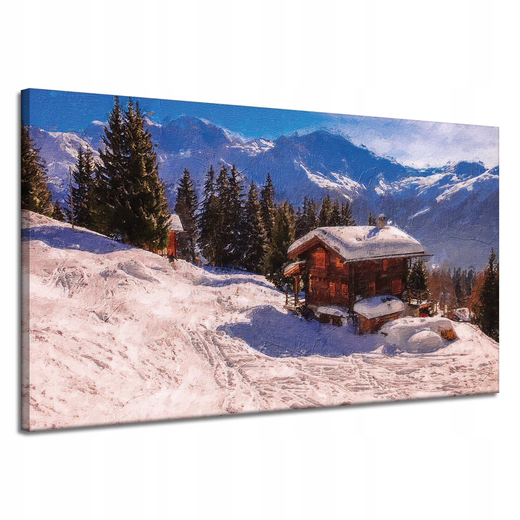 Obraz na plátně Domeček v Sněžných horách Zima 120x70 cm Ideální jako dárek