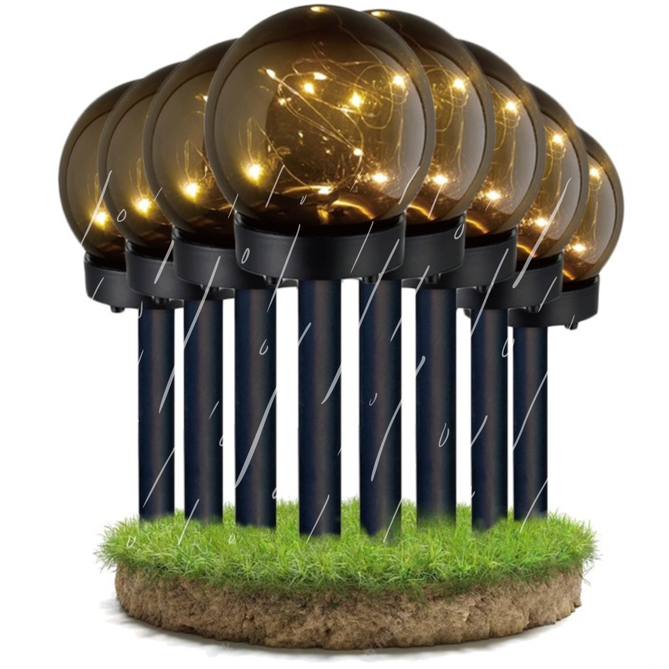 Solárna Lampa Led Guľa 8X Zapichovacia Záhradná Balkónová