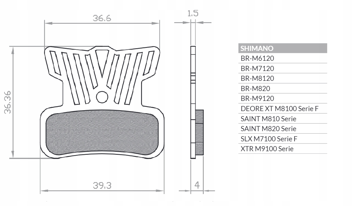 Brenta Klocki Hamulcowe Rowerowe Organic Z Radiatorem Shimano BRM9120